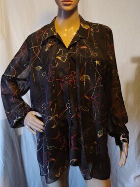 Valentina | Shimmer Multicolor Button Up Blouse | OSFA | Shoulder Pads